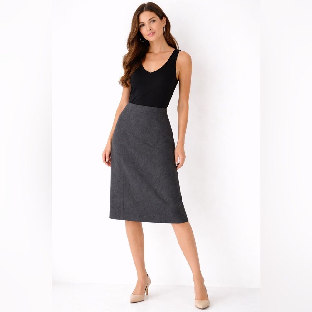 Banana Republic Charcoal Gray Midi Pencil Skirt